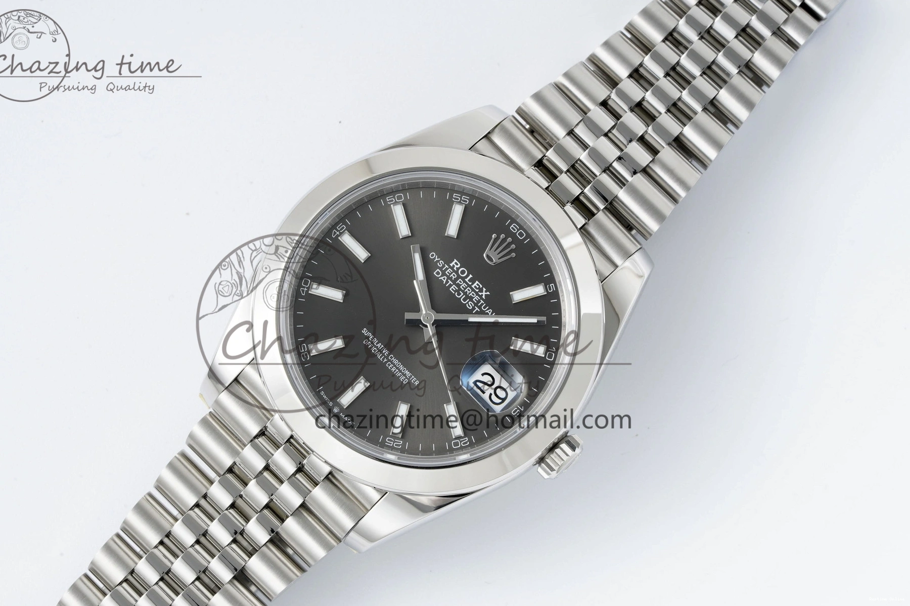 0419 OdorResistant DateJust 41 SS Polished Bezel KING 1:1 Best Edition 904L Steel Gray Stick Dial on Jubilee Bracelet VR 2207